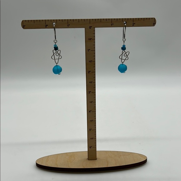 Handmade Blue Sea Glass Earrings with Stainless Steel Hooks NWT - Picture 4 of 7